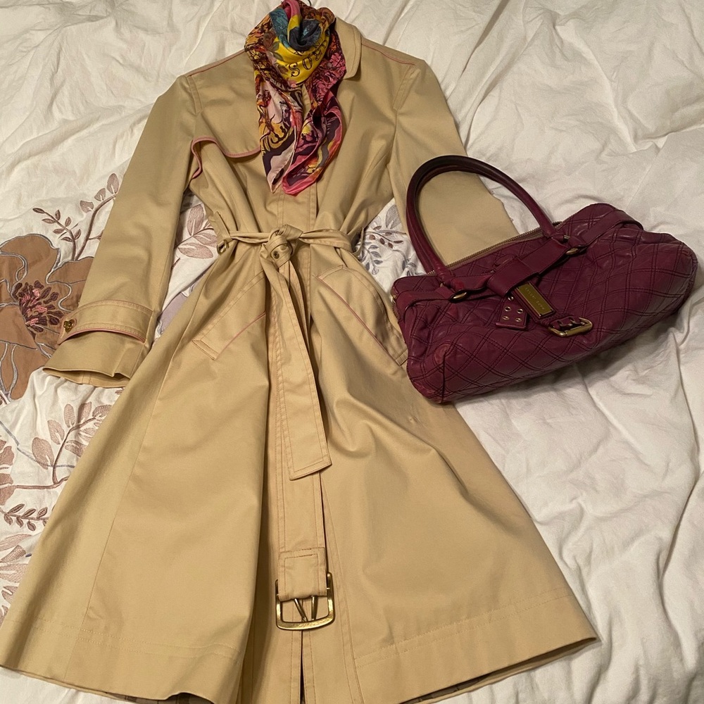 Coach leather trimmed classical trench coat